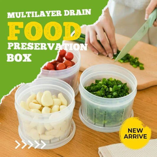 🔥50% RABATT NU!🥡Flerlagrig livsmedelsförvaringslåda med dränering – håller frukt och grönsaker fräscha längre✨