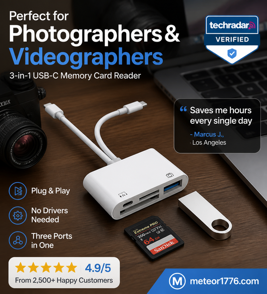 💾 TIDBEGRÄNSAD 50% RABATT!🔌 3-i-1 USB-C minneskortläsare. Läs SD-, microSD- och CF-kort – plug & play, snabb överföring.📱