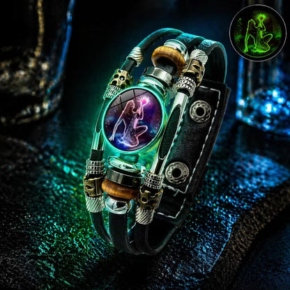 🎉 2026 REA – 50 % RABATT! ✨ Lysande Läderarmband med Stjärntecken – Personligt Smycke med En Elegant Detalj 🌟💫