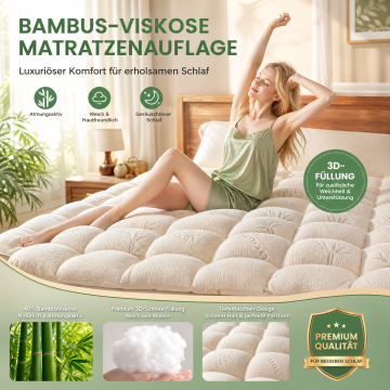 HOT SALE 2026🥳💞Över 50 000 sålda!👵❤️ Madrasskydd i Bambufiberviskos med Djupa Fickor – Mjuk & Tryckavlastande Quiltad Bäddmadrass