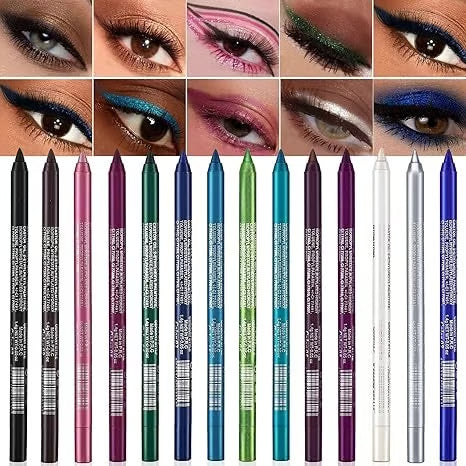 🎁Supererbjudande💜 50 000 sålda enheter✨ 14-delars set med vattenfast gel-eyeliner Med metallisk och pärlemorskimrande finish Långvarig, smetfri formula✨
