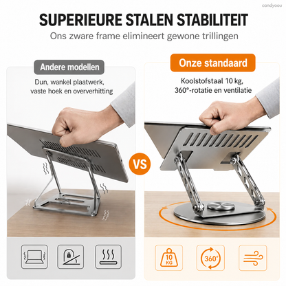 Hopfällbart, 360° roterbart stativ för bärbar dator och surfplatta