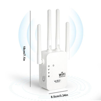 📶 50% REA NU! 🔥 WiFi-förlängare 1200Mbps - Dual Band & 10 000 kvm Täckning, Perfekt för Hemmet och Kontoret ✨