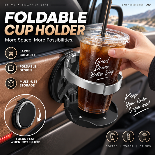 🚗 50% RABATT NU!! 🥤Multifunktionell hopfällbar mugghållare för bildörr, dryckes