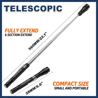 🔦 50% RABATT NU! 🧲 Multifunktionell Magnetisk Teleskop Ficklampa – Utdragbar & 360° Roterbar – Perfekt för Reparationer & DIY 🛠️