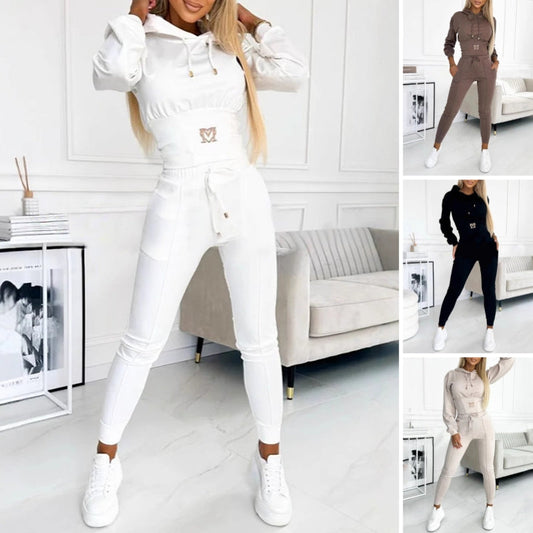 REA 2025 -50% RABATT Tvådelad träningsoverall med huva för kvinnor