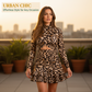 Mini-klänning med leopardmönster och rynkad midja för damer
