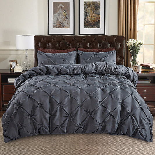 3-delat veckat påslakanset och örngott i Pintuck-stil