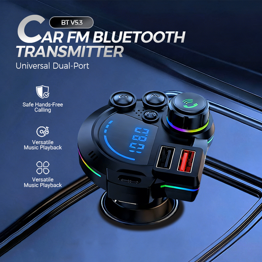📻 50% RABATT! 🚗 Universell FM-Bluetooth-sändare med Dubbla USB-portar – Trådlös Musikströmning & Handsfree-samtal 🔌