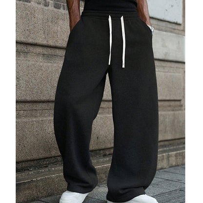 👖 Lösa Byxor för Män med Dragsko – Bekvämt Bomullstyg, Fickor & Casual Stil för Vardag och Träning 🏃‍♂️