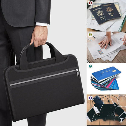 📁 50 % RABATT! 🔥 Brandsäker dragspelsväska med handtag – brandsäker, över 12 fack och lätt att bära 🧾