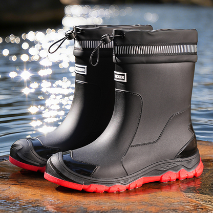 🌧️ 50% RABATT NU! 👢 Unisex Mid-Calf Waterproof Rain Boots – Hållbara & Halksäkra – Perfekt för Regniga Dagar & Utomhusäventyr – Lätta att Rengöra 💧
