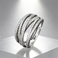 📢📢50 % RABATT !! 💍 JUSTERBAR CZ-RING MED KORSAD DESIGN — Glittrande pavé och elegant design med flera band ✨