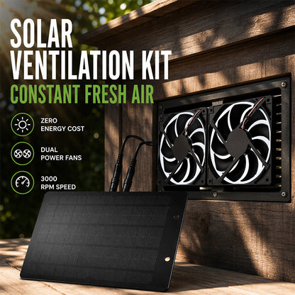 📢📢50% RABATT NU!! ⏰10W Solarförsedd Vattentålig Utomhusventilator med Dubbla Fläktar
