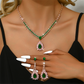 🎉 BEGRÄNSAD TID 50% RABATT! 💎 Zirkon Smyckesset – Halsband & Hängörhängen för Dam – Rosa & Grön Design, Premium Kopparbas ✨