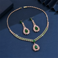🎉 BEGRÄNSAD TID 50% RABATT! 💎 Zirkon Smyckesset – Halsband & Hängörhängen för Dam – Rosa & Grön Design, Premium Kopparbas ✨
