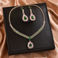 🎉 BEGRÄNSAD TID 50% RABATT! 💎 Zirkon Smyckesset – Halsband & Hängörhängen för Dam – Rosa & Grön Design, Premium Kopparbas ✨