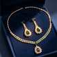 🎉 BEGRÄNSAD TID 50% RABATT! 💎 Zirkon Smyckesset – Halsband & Hängörhängen för Dam – Rosa & Grön Design, Premium Kopparbas ✨