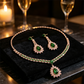 🎉 BEGRÄNSAD TID 50% RABATT! 💎 Zirkon Smyckesset – Halsband & Hängörhängen för Dam – Rosa & Grön Design, Premium Kopparbas ✨