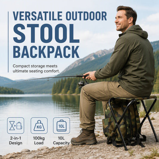 🪑50% RABATT⏰ Bärbar hopfällbar campingstol och ryggsäck, två funktioner i en – sitt bekvämt och bär dina saker enkelt vid vandring och camping