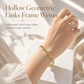 💛 50 % RABATT NU! 💎 Guldarmband med strasshjärtan & ihåliga geometriska länkar – handinfattade stenar ✨