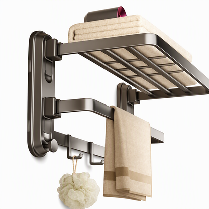 🚿50% rabatt!🧼Dubbel hopfällbar handdukshållare, sugmonterad aluminium för badrum, rostfri 🛁