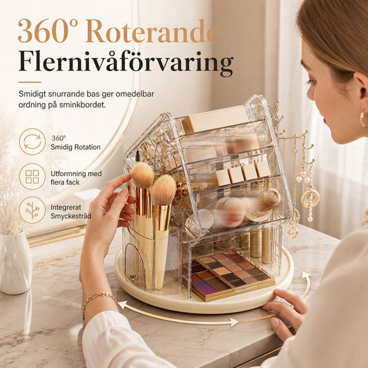 ✨50% rabatt!💅Genomskinlig roterande plast sminkorganisatör, ordnar dina skönhetsprodukter 🗂️