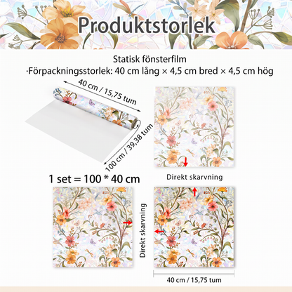🌈 50 % RABATT NU! ☀️ Statisk fönsterfilm med magnoliamönster – förvandla solsken till levande regnbågar, limfri 🌸