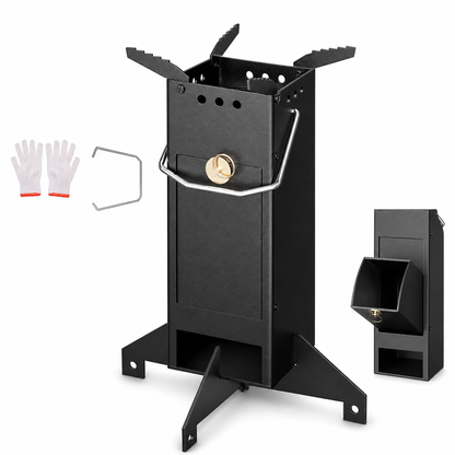 🔥50% RABATT! Hopfällbart Vedeldat Raketkök – Kraftigt Stål & Verktygsfri Montering för Friluftsmatlagning 🏕️🍳