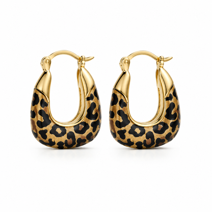 ⏳Tidsbegränsad 50 % rabatt⏰ suitiifamily™ Vintage leopardmönstrade U-formade huggie-örhängen 👂🐆✨