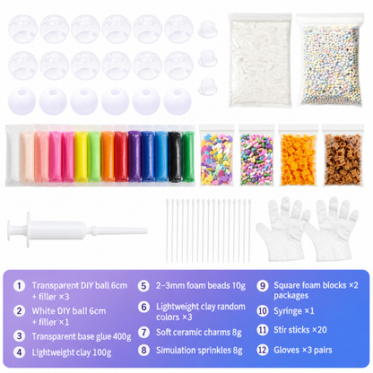 🌈 DIY stressbollsset – blanda färgglad lera & glitter för känselstimulerande lek, läckagesäker konstruktion ✨